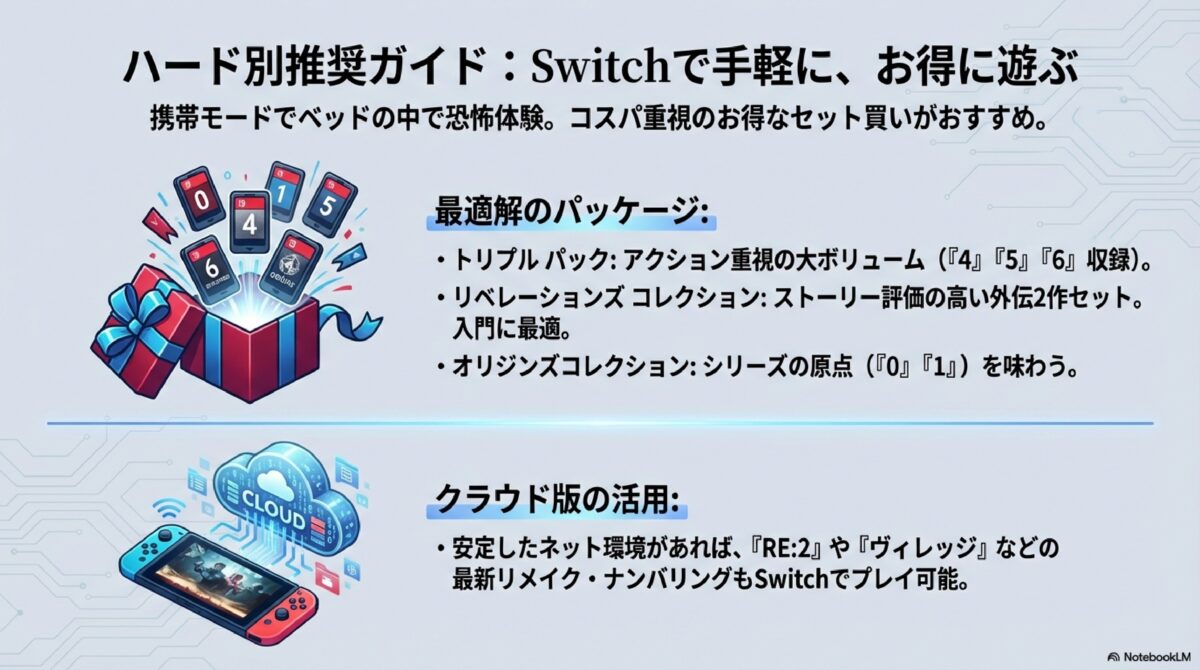 ハード別推奨ガイド:Switchで手軽に、お得に遊ぶ