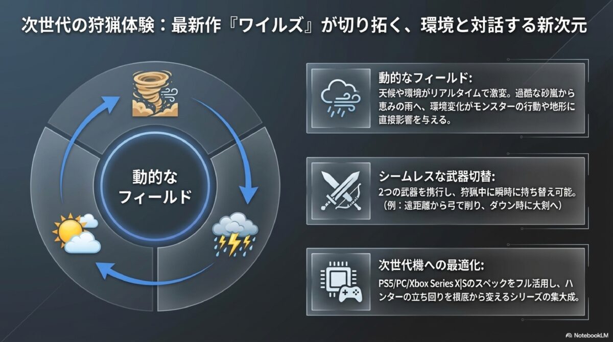 次世代の狩猟体験:最新作「ワイルズ」が切り拓く、環境と対話する新次元